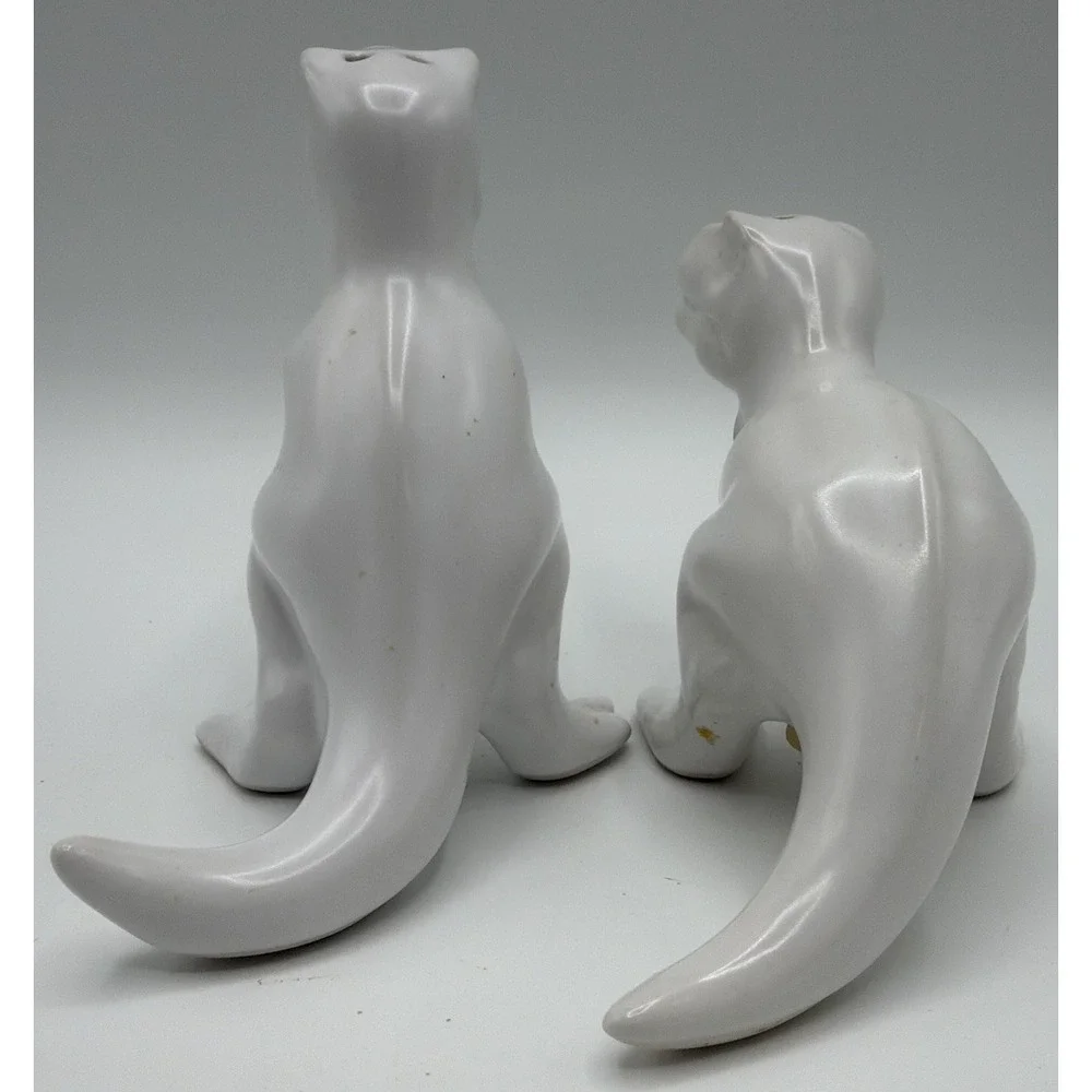 Target T-Rex Dinosaur White Ceramic Salt & Pepper Shakers Gold Bow Ties Retired.